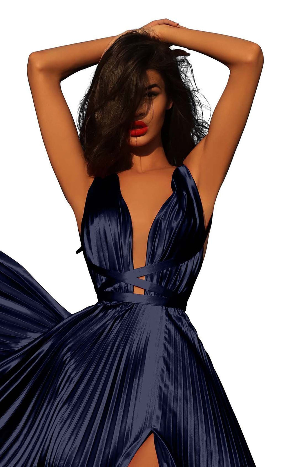 tarik ediz v neck satin dress 50444 Tarik Ediz 50444 Dress