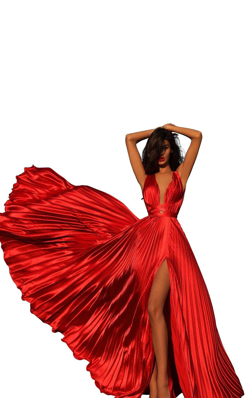 tarik ediz v neck satin dress 50444 Tarik Ediz 93444 Dress