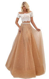 1 of 4 Tarik Ediz 50743 Dress Nude-Ivory