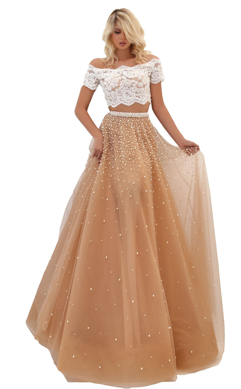 Tarik Ediz 50743 Dress Nude-Ivory