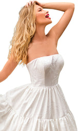 6 of 8 Tarik Ediz 50759 Dress Ivory