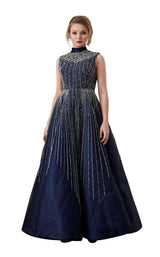1 of 3 In Couture 5077 Dress Navy-Silver