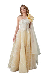 1 of 3 In Couture 5113 Dress Ivory-Yellow