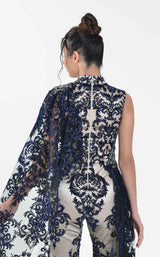 4 of 4 In Couture 5138 Jumpsuit Champagne-Navy