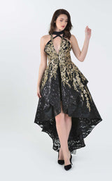 1 of 4 In Couture 5173 Dress Black-Gold