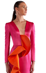 2 of 2 Edward Arsouni Couture SS0518 Dress Fuchsia-Orange