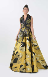 1 of 4 In Couture 5206 Dress Mustard-Black