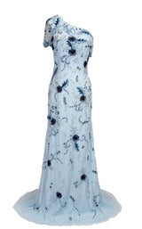 4 of 10 Paul Rekhi 5208 Dress Periwinkle