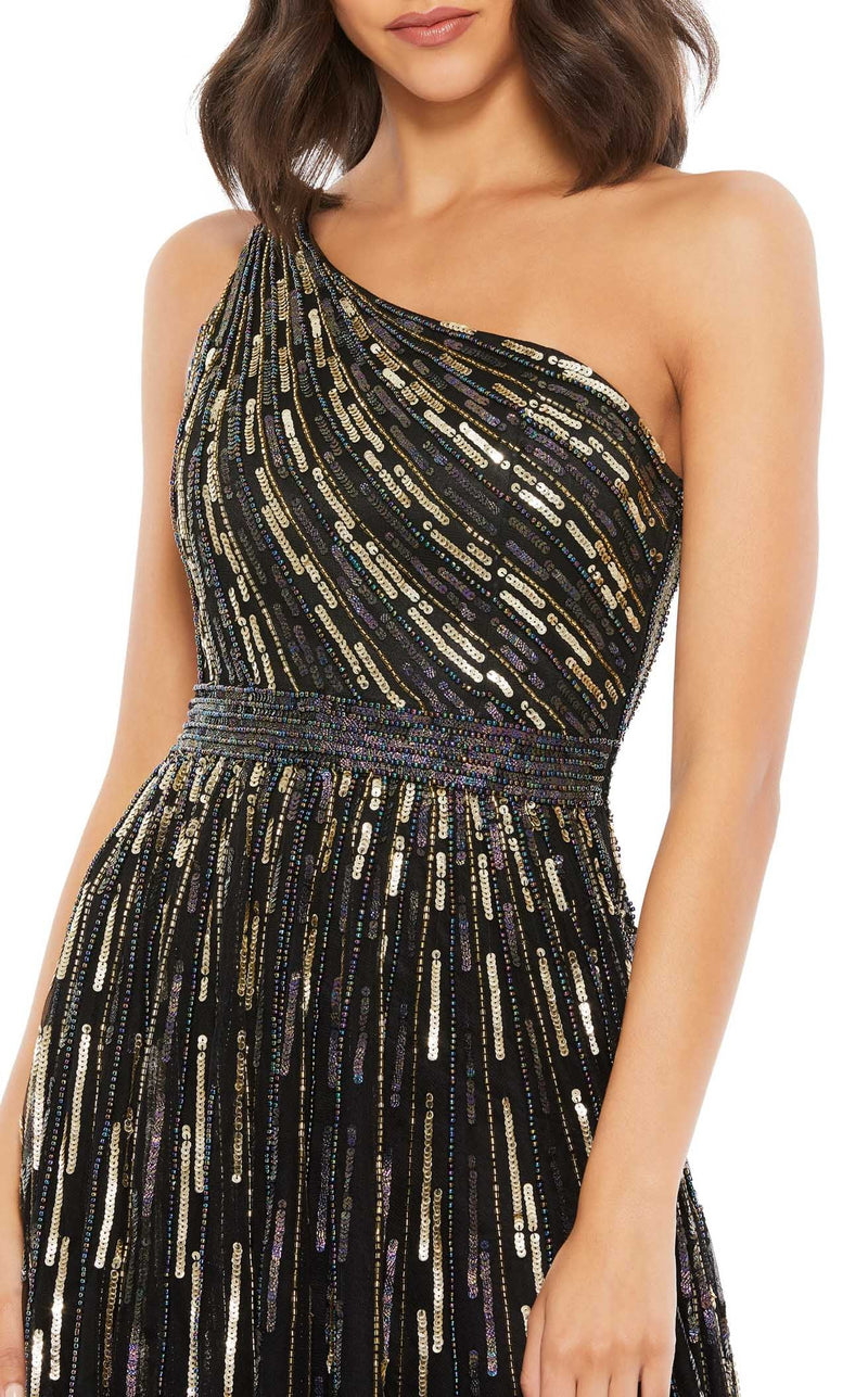 mac duggal gold one shoulder dress Gold One Shoulder Metallic Ball Gown main image 0