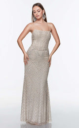 2 of 4 Alyce 61268 Dress Champagne-Silver