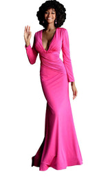 4 of 24 Jovani 61385 Hot Pink