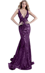 1 of 8 Jovani 63437 Eggplant