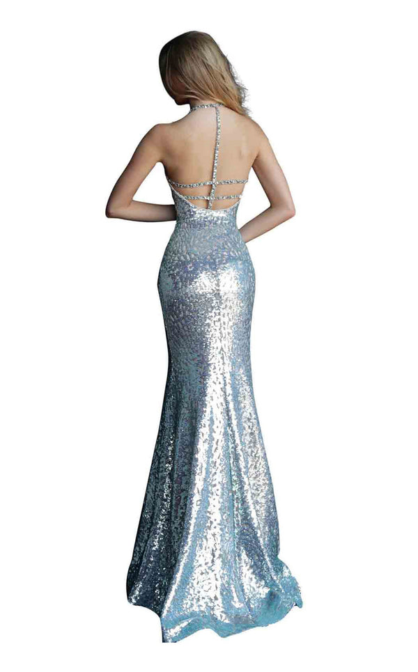 Jovani 64182 Blue-Nude