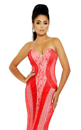 7 of 8 Jasz Couture 6478 Red-Gunmetal