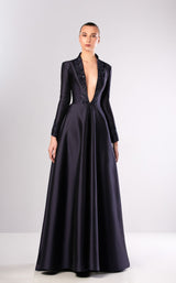 1 of 2 Edward Arsouni Couture FW648 Dress Navy