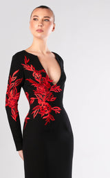 2 of 2 Edward Arsouni Couture FW650 Dress Black-Red