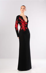 1 of 2 Edward Arsouni Couture FW650 Dress Black-Red