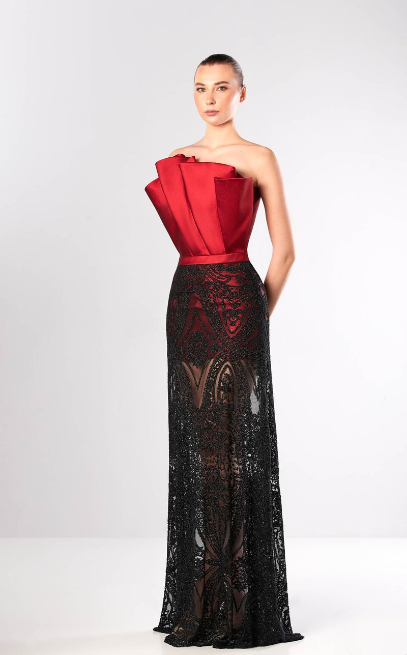 Edward Arsouni Couture FW651 Dress Bordeaux-Black