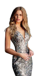 3 of 4 Jovani 65385 Light Blue/Nude