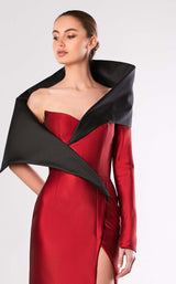 2 of 2 Edward Arsouni Couture FW654 Dress Bordeaux-Black