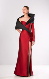 1 of 2 Edward Arsouni Couture FW654 Dress Bordeaux-Black