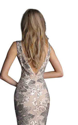 4 of 4 Jovani 65578 Silver/Nude