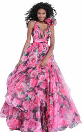 1 of 4 Jovani 65674 Fuchsia Print