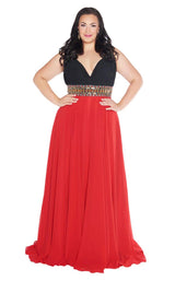 1 of 2 Mac Duggal Fabulouss 66410F Black/Red