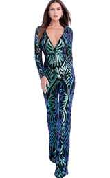 1 of 4 Jovani 66511 Black/Peacock
