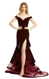 2 of 3 Mac Duggal 66586M Dress Burgundy