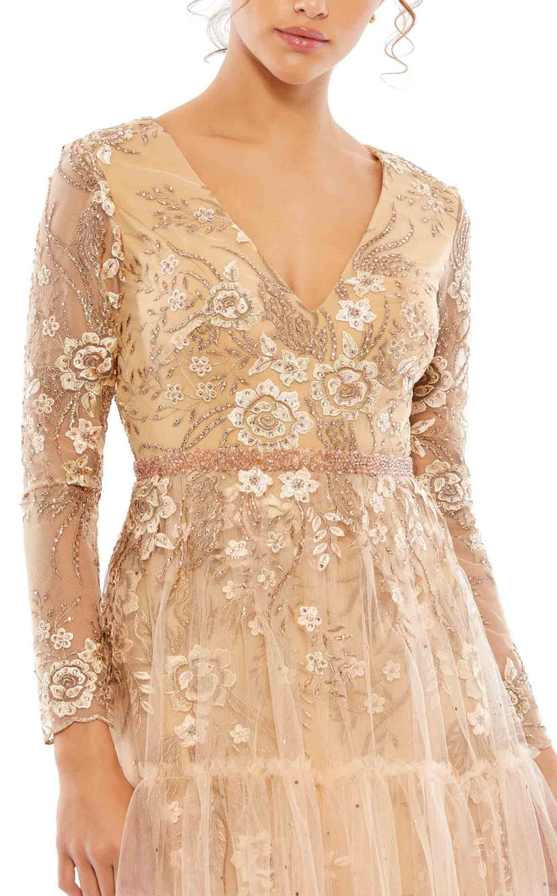 mac duggal champagne dress Mac Duggal Women's Ieena Sequined Halter Gown - Champagne