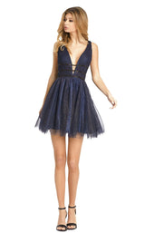 1 of 3 Mac Duggal 67593D Dress Midnight-Blue