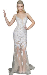 1 of 4 Jovani 67786 Silver-Nude