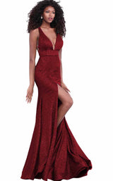 8 of 42 Jovani 68665 Burgundy