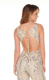 7 of 8 Rachel Allan 70010 Jumpsuit Nude-Silver