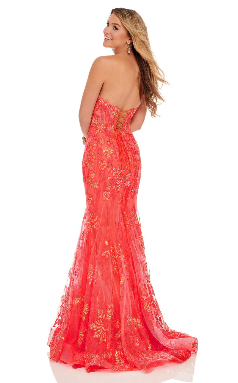 Rachel Allan 70011 Dress Bright-Coral