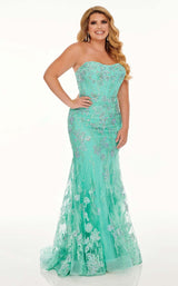 1 of 8 Rachel Allan Curves 70011W Dress Aqua-Mint