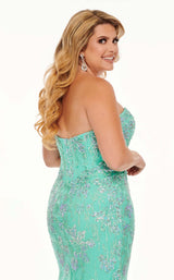 7 of 8 Rachel Allan Curves 70011W Dress Aqua-Mint