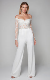 1 of 4 Alyce 70018 Jumpsuit Diamond-White