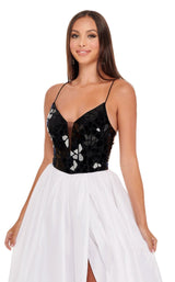 5 of 8 Rachel Allan 70021 Dress Black-White