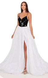 1 of 8 Rachel Allan 70021 Dress Black-White