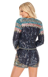 8 of 8 Rachel Allan 70023 Jumpsuit Navy-Multi