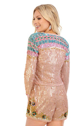 7 of 8 Rachel Allan 70023 Jumpsuit Blush-Multi