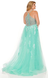 3 of 8 Rachel Allan Curves 70026W Dress Aqua-Iridescent