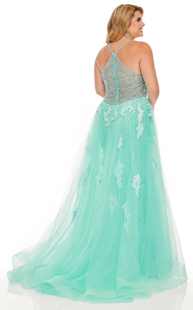 Rachel Allan Curves 70026W Dress Aqua-Iridescent