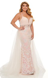 2 of 8 Rachel Allan Curves 70026W Dress Pink-Iridescent