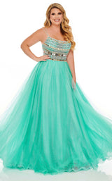 1 of 8 Rachel Allan Curves 70038W Dress Jade