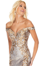 Rachel Allan 7004 Dress Silver-Gold