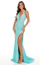 Rachel Allan 70041 Dress Aqua-Iridescent