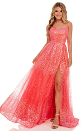 1 of 8 Rachel Allan 70047 Dress Coral-Iridescent